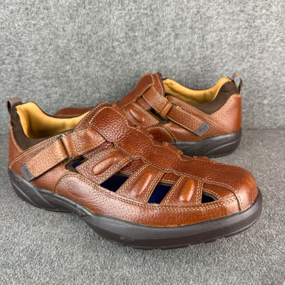 Dr. Comfort Fisherman Men 12W Brown Leather Sandals Wide Orthopedic Comfort